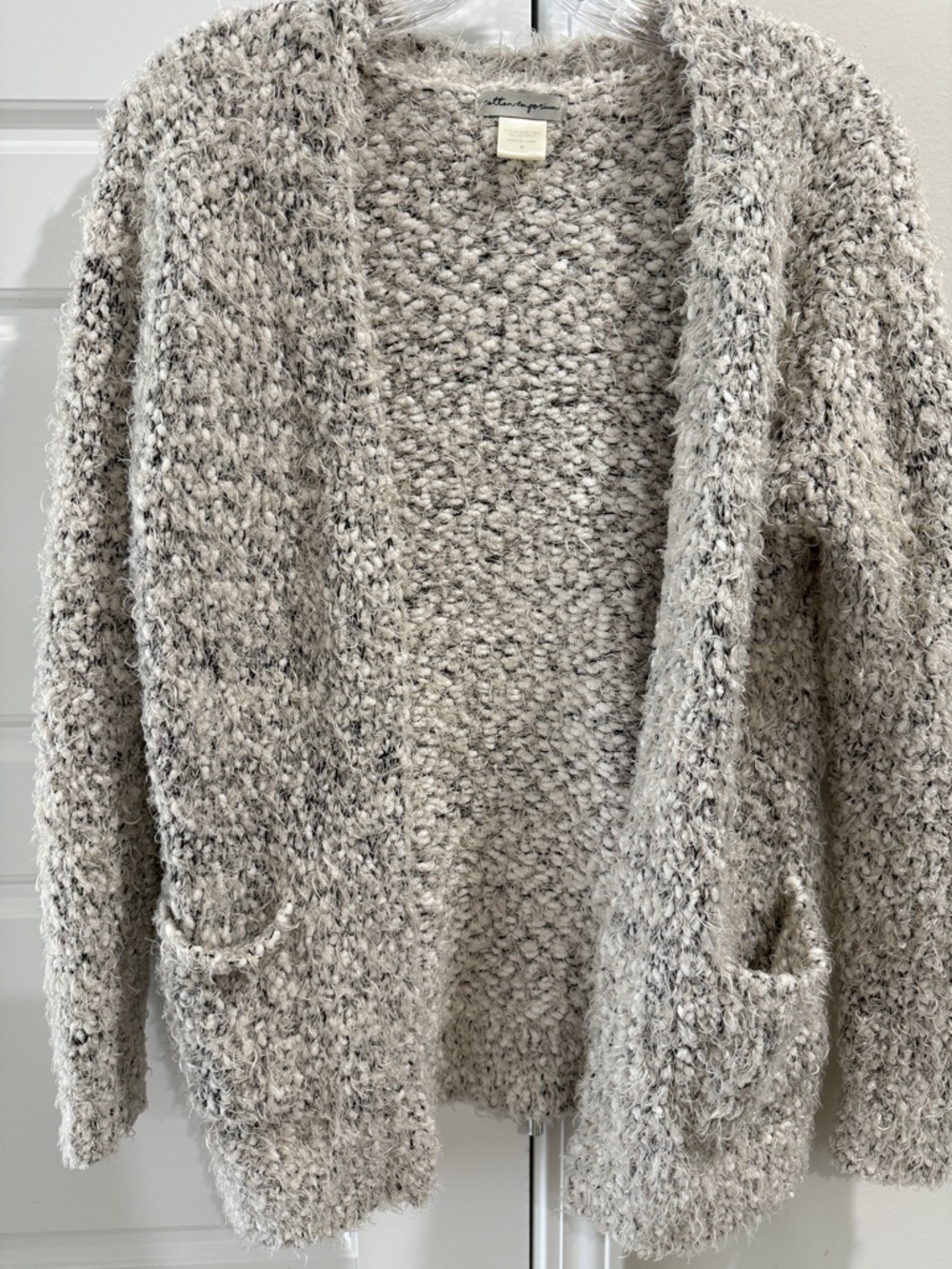 Cotton Emporium Textured Cardigan Sweater Gray Size S Pockets Cozy Cottagecore - Picture 3 of 6